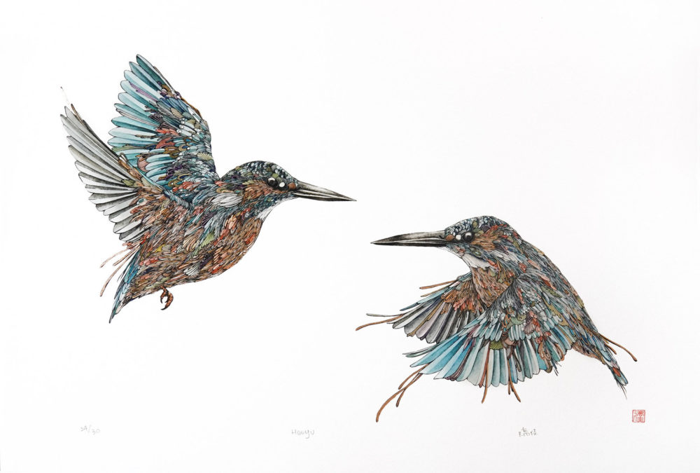 Rika Nagahata Japanese line drawing print Houyu Parnell Gallery Auckland NZ