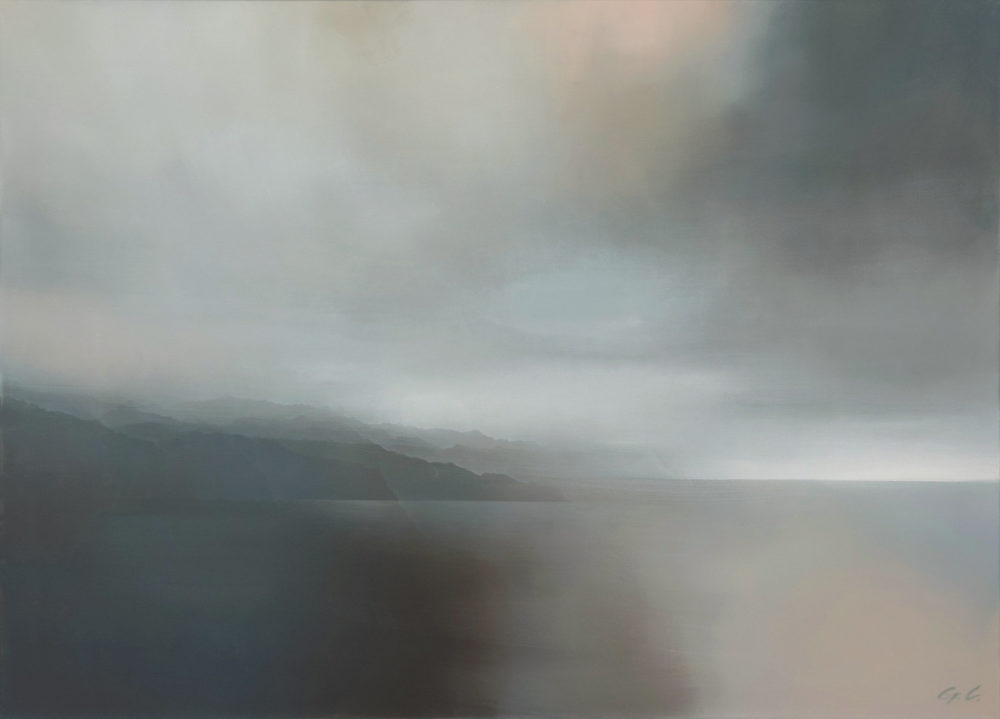 Quiet Horizon original abstracted landscape painting by renowned NZ artist Greer Clayton at Parnell Gallery Auckland NZ