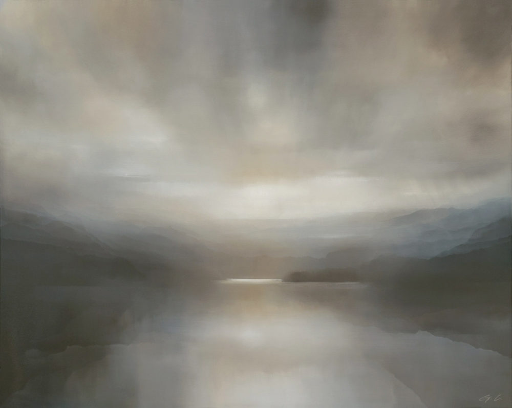 Sun Lover original abstracted landscape painting by renowned NZ artist Greer Clayton at Parnell Gallery Auckland NZ