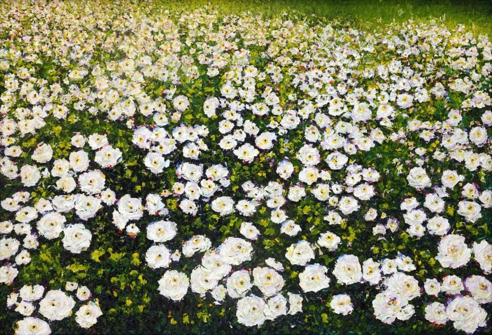 Peter Hackett The Honeymooners' Bed original impasto oil painting at Parnell Gallery Auckland NZ
