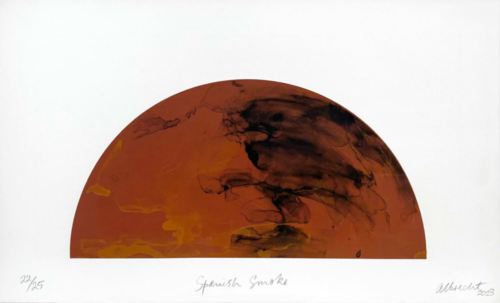 Gretchen Albrecht Spanish Smoke limited edition abstract expressionist Polymer Photogravure Etching with Chine Collé at Parnell Gallery Auckland NZ