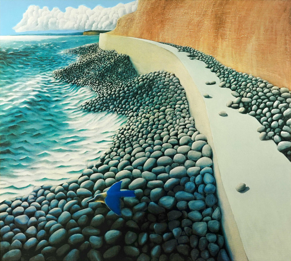 Sea Wall and Kingfisher
