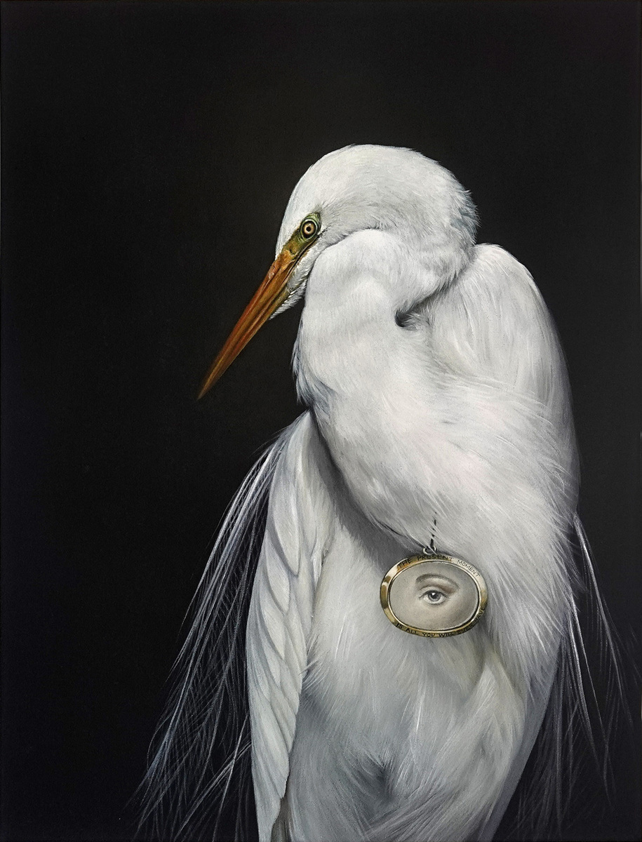Jane Crisp The Present Moment limited edition contemporary bird print at Parnell Gallery Auckland NZ