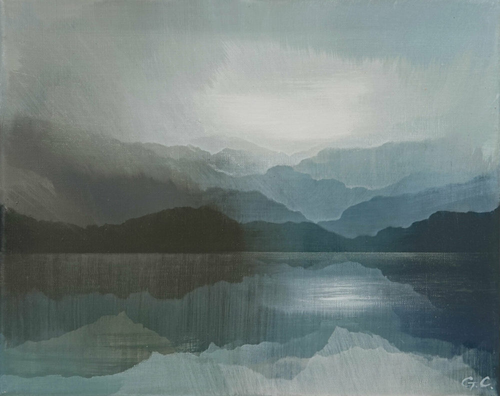 Drifting original abstracted landscape painting by renowned NZ artist Greer Clayton at Parnell Gallery Auckland NZ