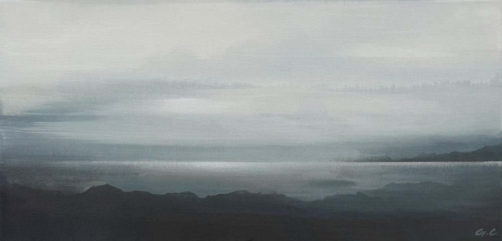 Homeland original abstracted landscape painting by renowned NZ artist Greer Clayton at Parnell Gallery Auckland NZ