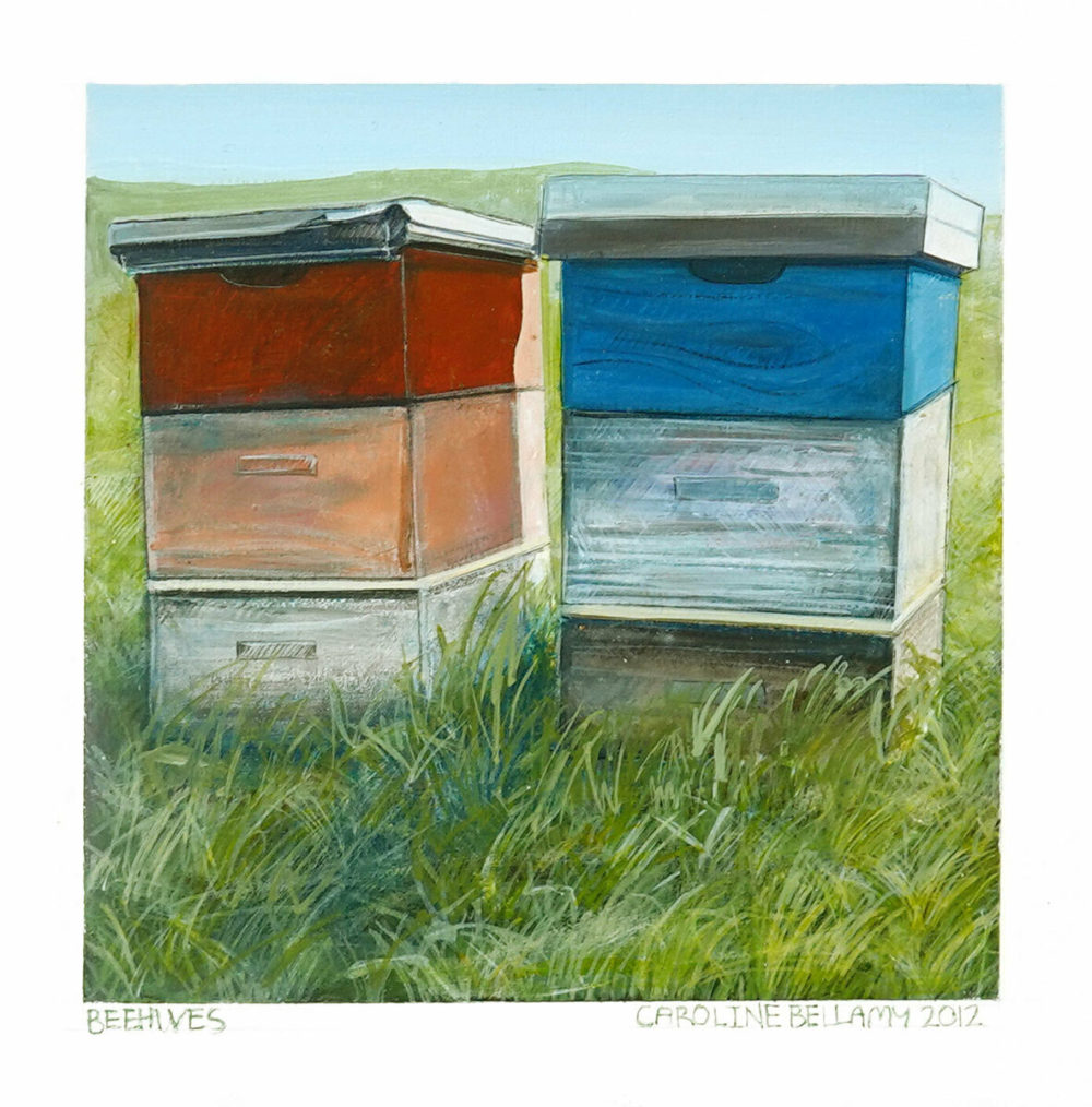 Caroline Bellamy, Beehives original New Zealand landscape painting at Parnell Gallery Auckland NZ