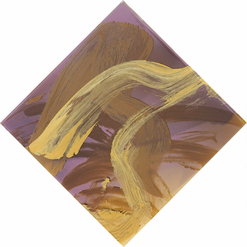 Sally Bulling, Mastermind - Lavender & Sepia Gold original contemporary abstract resin painting at Parnell Gallery Auckland NZ
