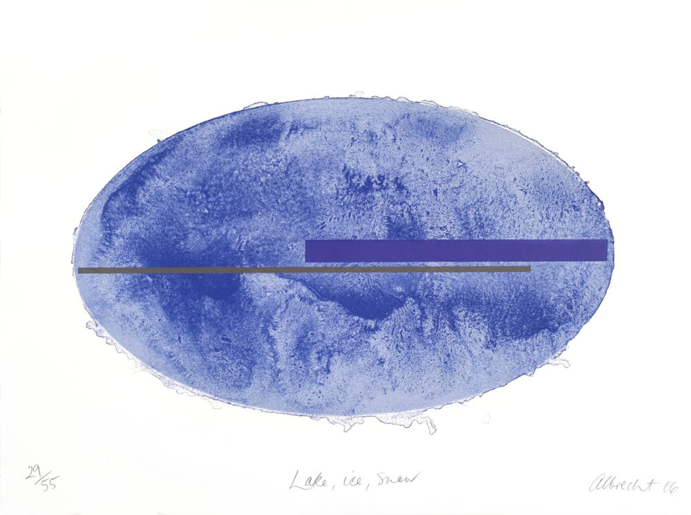 Gretchen Albrecht Lake, Ice, Snow limited edition abstract expressionist Lithograph at Parnell Gallery Auckland NZ