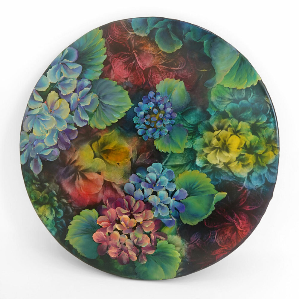 Janette Cervin, Hydrangea III original mixed media & resin painting at Parnell Gallery Auckland NZ