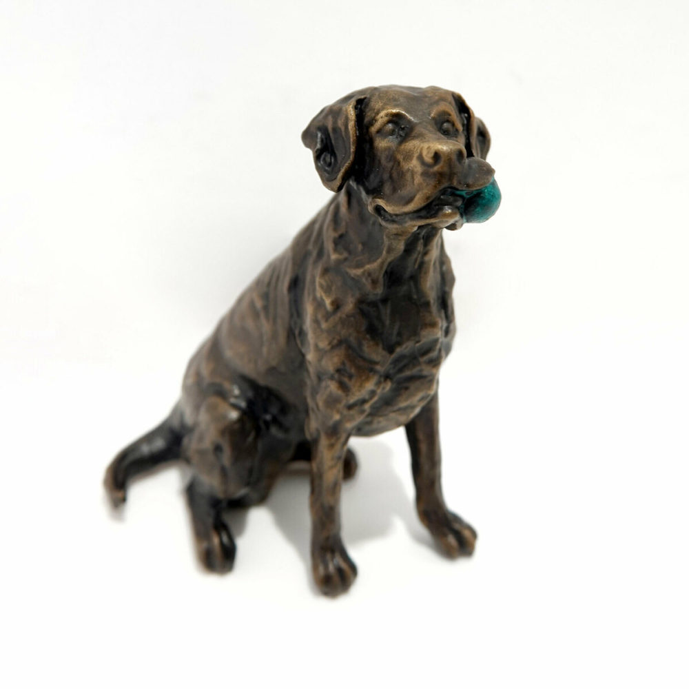 Richard Wells Fetch bronze labrador dog sculpture with ball Parnell Gallery Auckland NZ