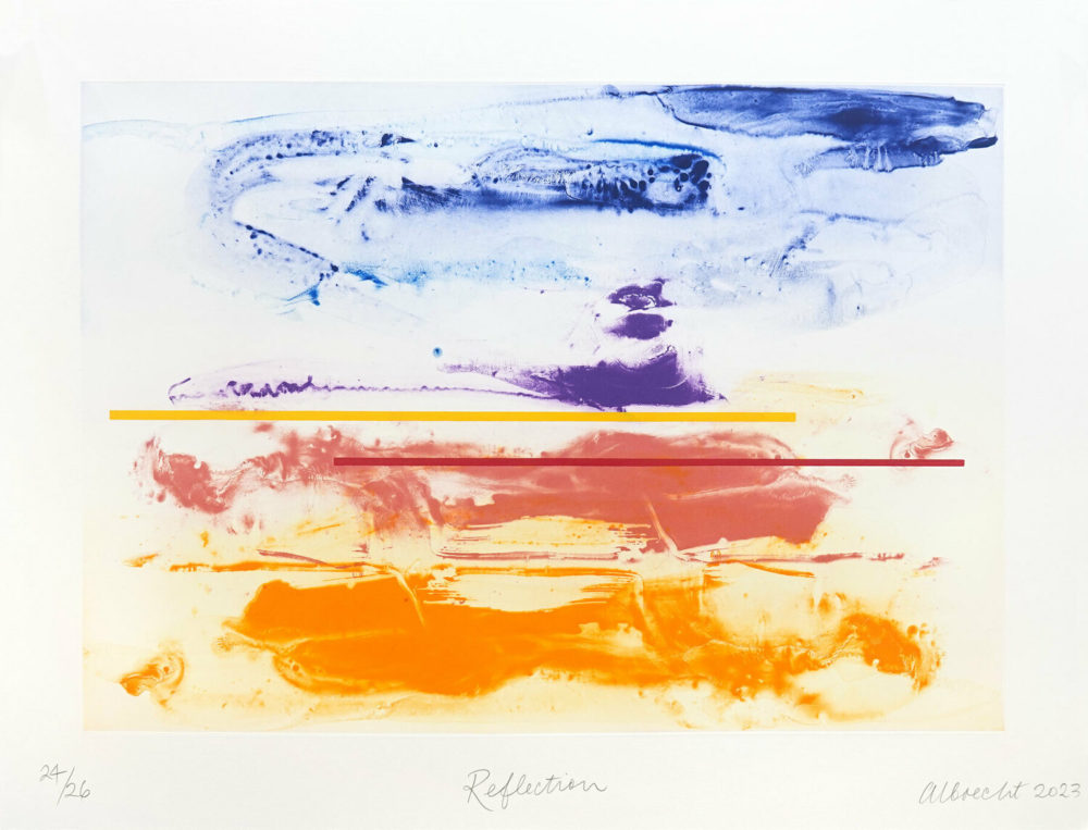 Gretchen Albrecht Reflection limited edition abstract expressionist Polymer Photogravure Etching at Parnell Gallery Auckland NZ