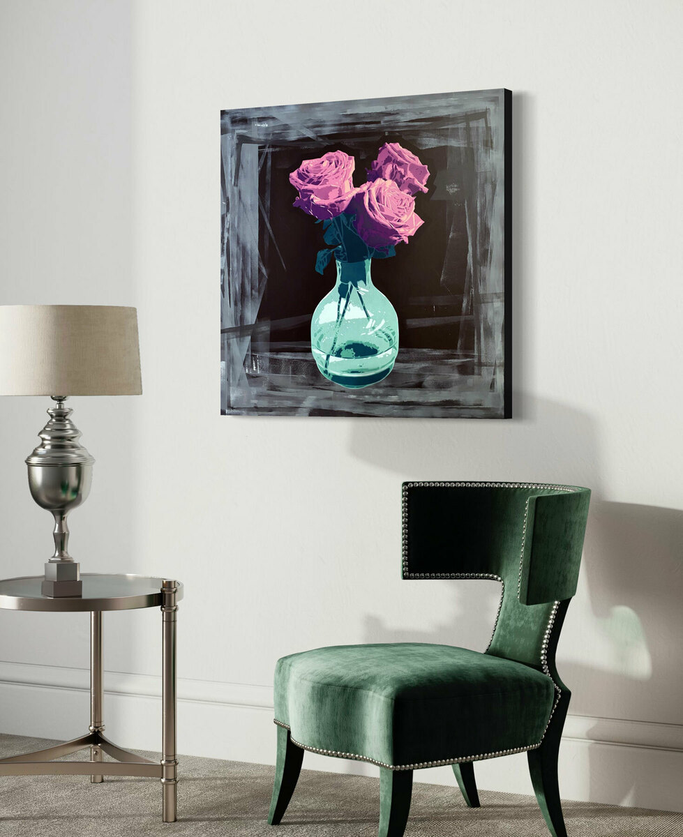 Study of 3 Pink Roses in a French Jar 1.1