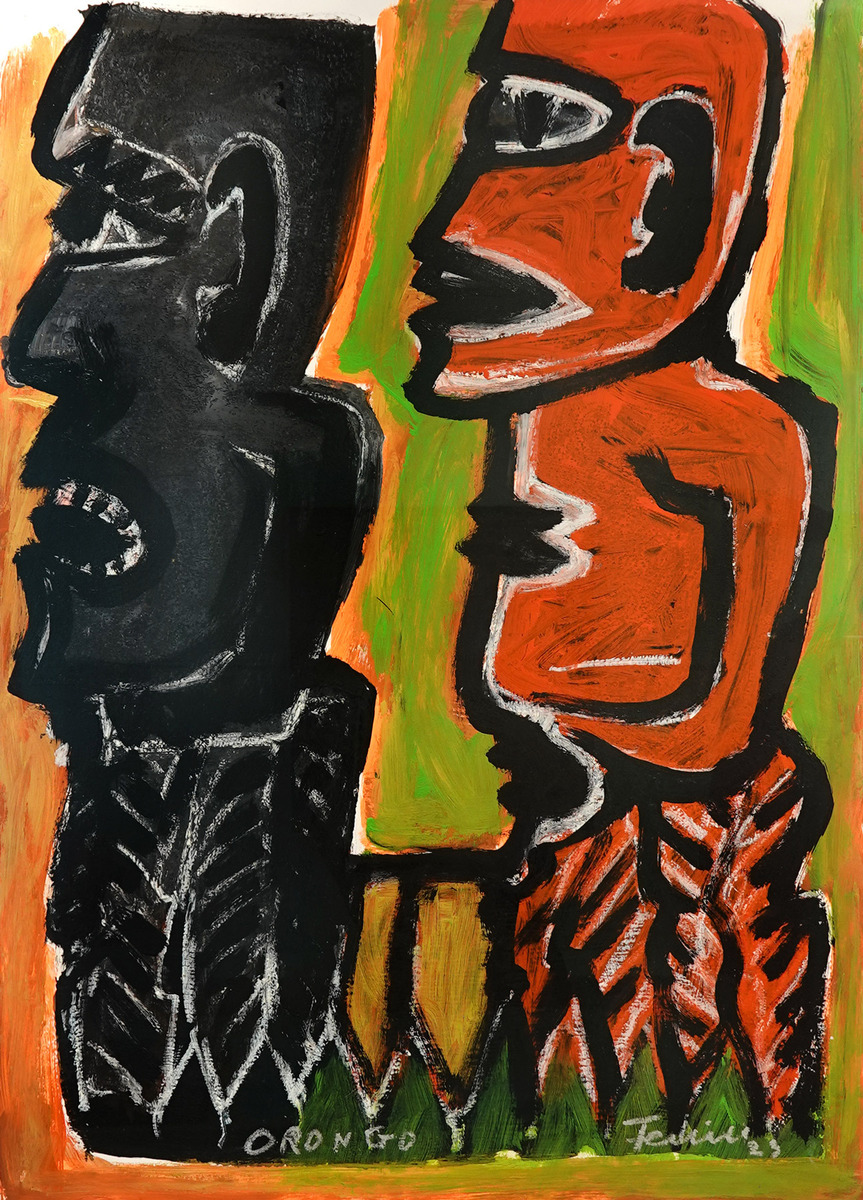 Fatu Feu'u Orongo original painting at Parnell Gallery Auckland NZ