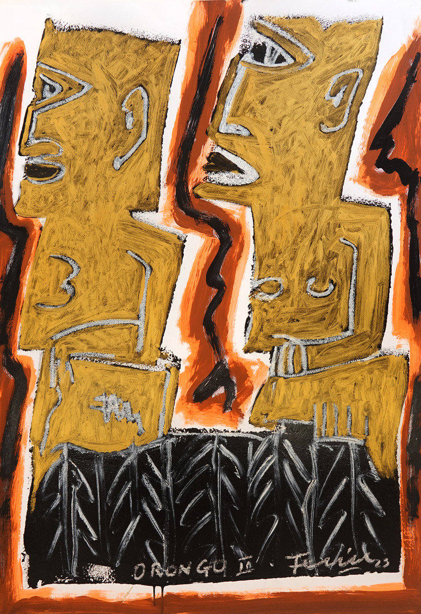 Fatu Feu'u Orongo II original painting at Parnell Gallery Auckland NZ