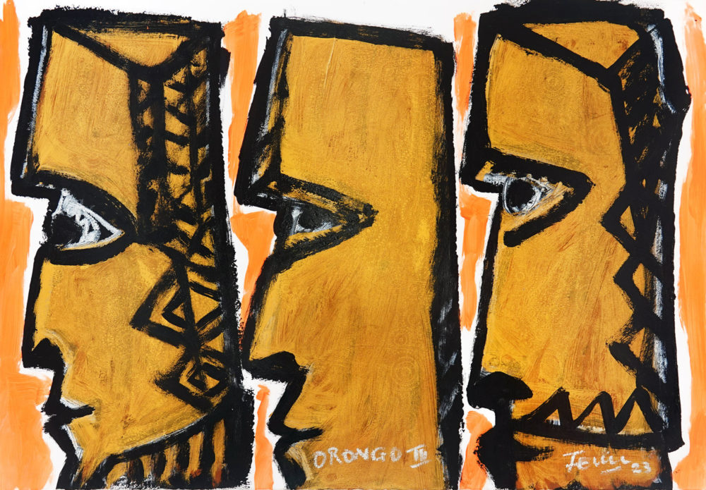 Fatu Feu'u Orongo III original painting at Parnell Gallery Auckland NZ
