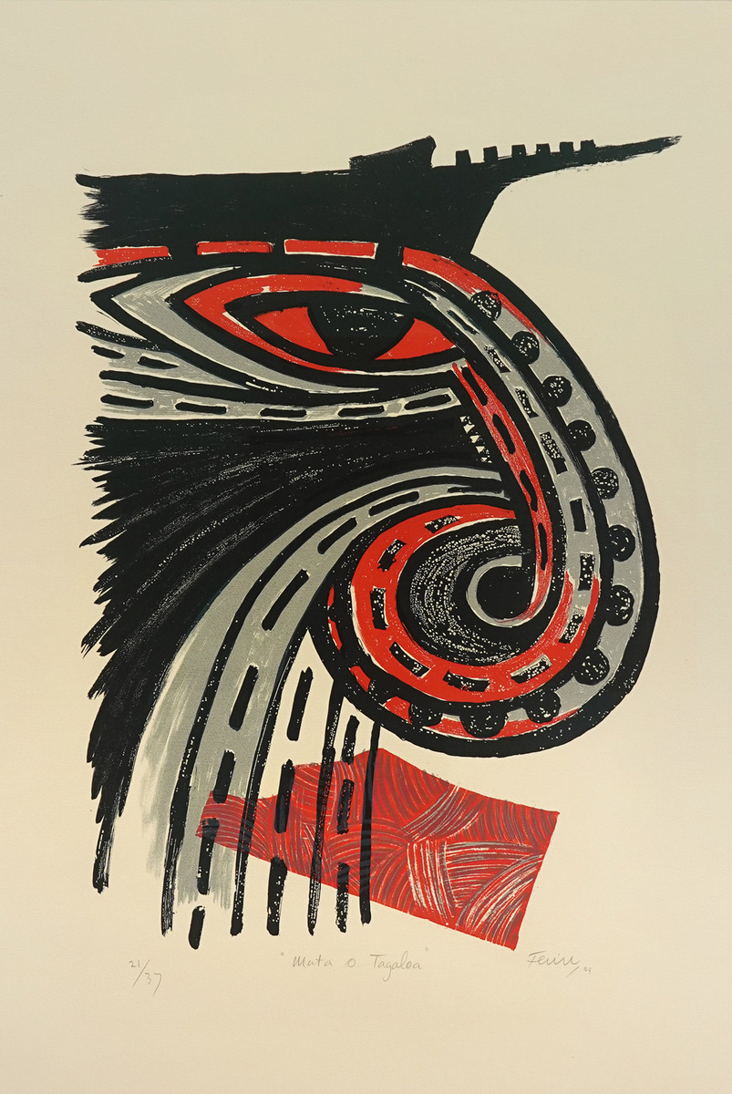 Fatu Feu'u Mata O'Tagaloa limited edition Screenprint print at Parnell Gallery Auckland NZ