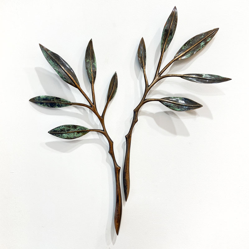 Botanical wall mounted bronze sculpture by Karen Walters at Parnell Gallery