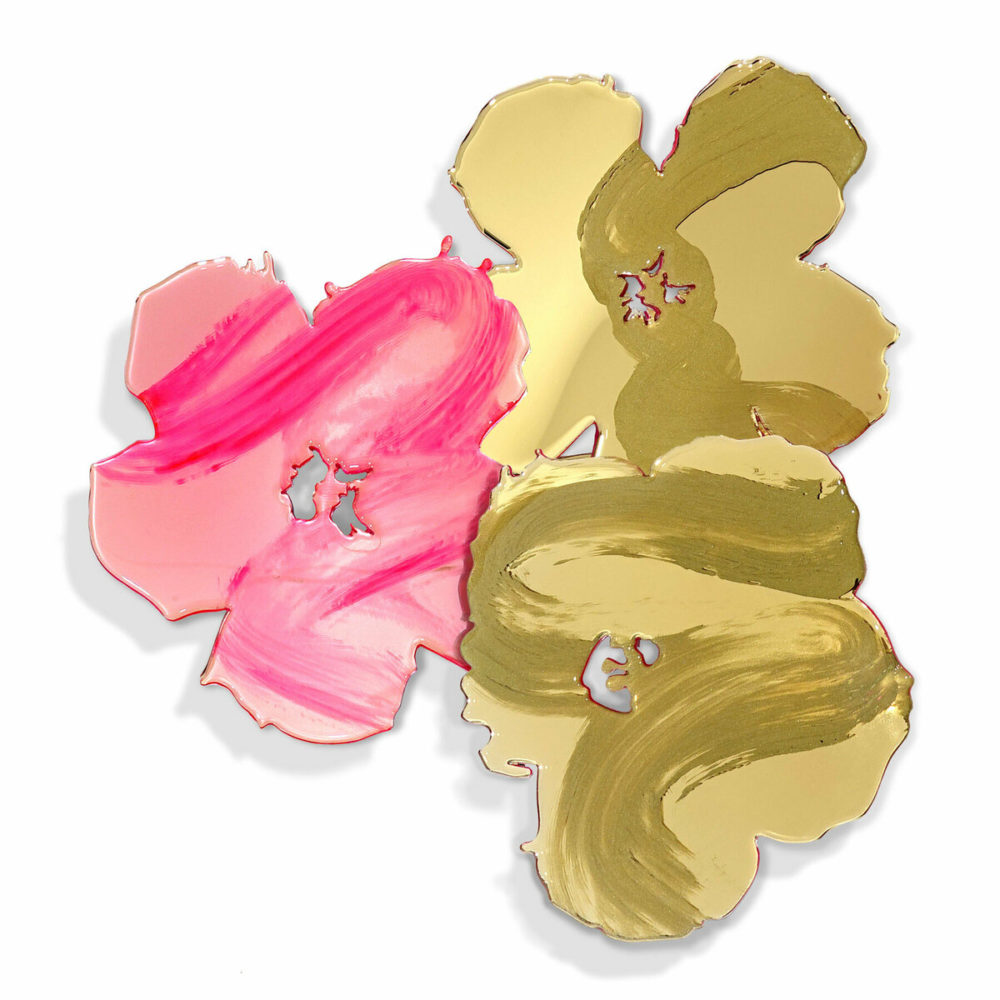 Sally Bulling, Flowers From: Andy - Soft Pink and Soft Gold original contemporary abstract resin painting at Parnell Gallery Auckland NZ