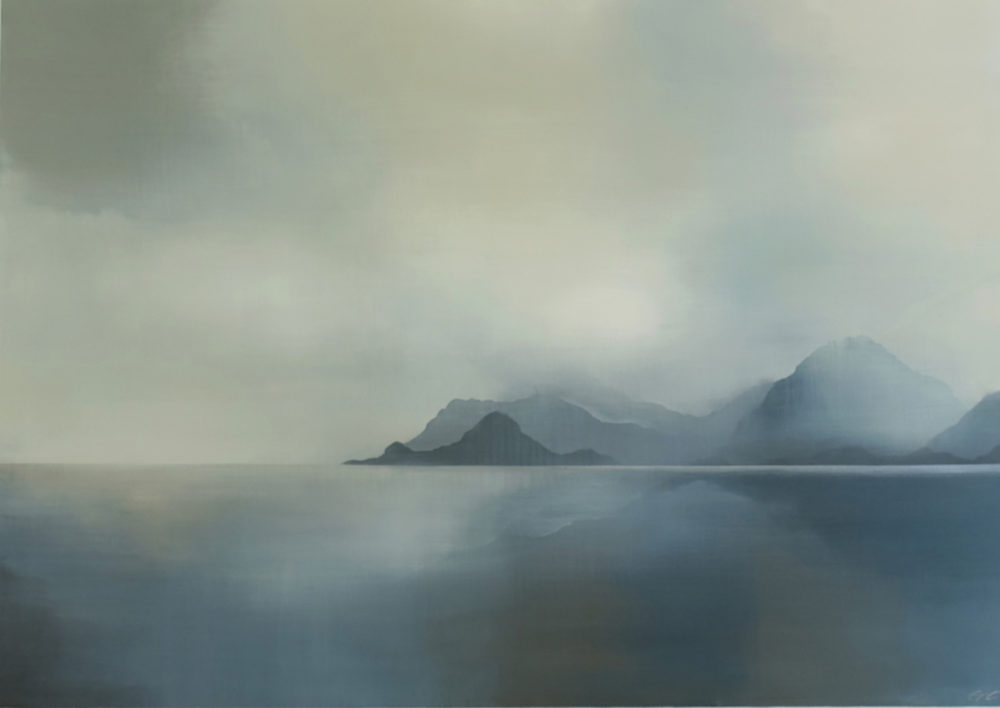 Soft Rain on Dusky original abstracted landscape painting by renowned NZ artist Greer Clayton at Parnell Gallery Auckland NZ