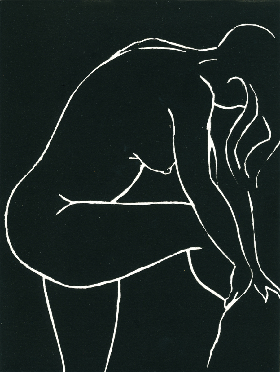Philip Beadle Woman Drying Herself limited edition nude linocut at Parnell Gallery Auckland NZ