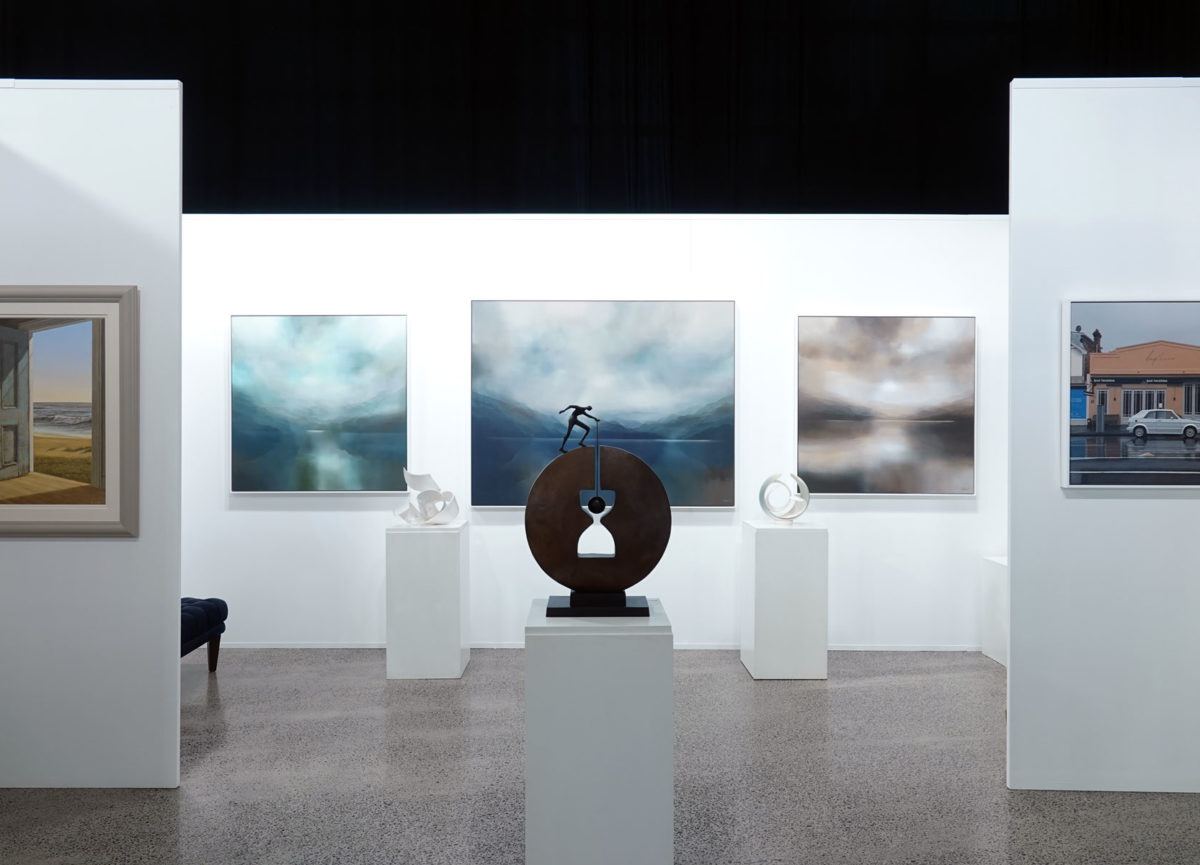 Parnell Gallery at the Aotearoa Art Fair in 2025 showcasing Greer Clayton, Neil Driver, Elliot Love and Kiya Nancarrow