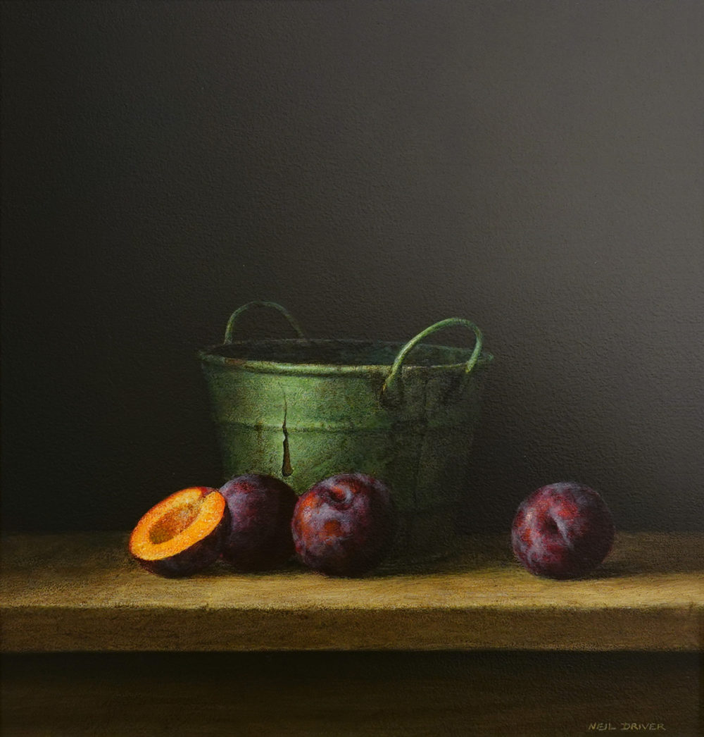 Plums and Green Bucket