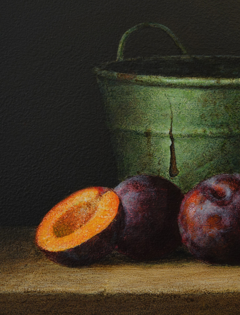 Plums and Green Bucket
