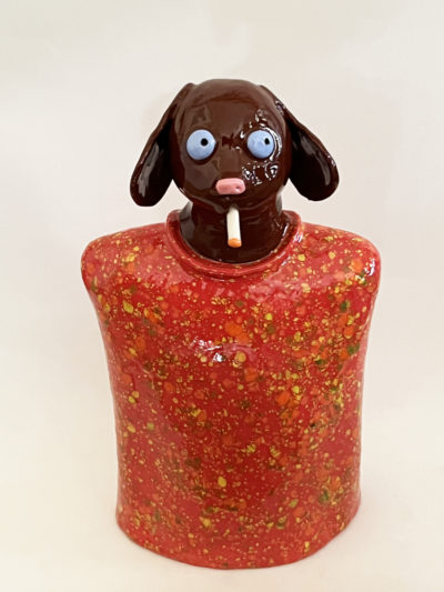 Dog in an Orange Jumper