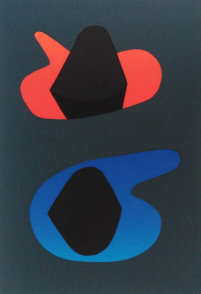 Two Rocks in a Red and Blue Sandpool