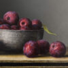 Plums in Metal Bowl