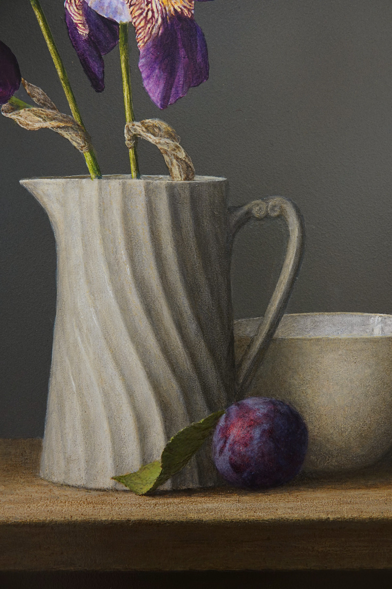 Irises, Plum & Bowl