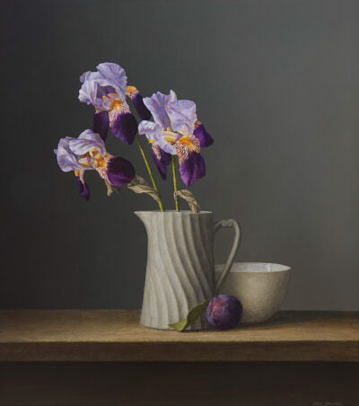 Irises, Plum & Bowl