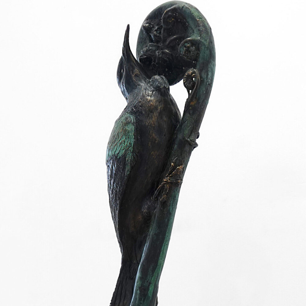 Tui on Punga Frond on Granite Base
